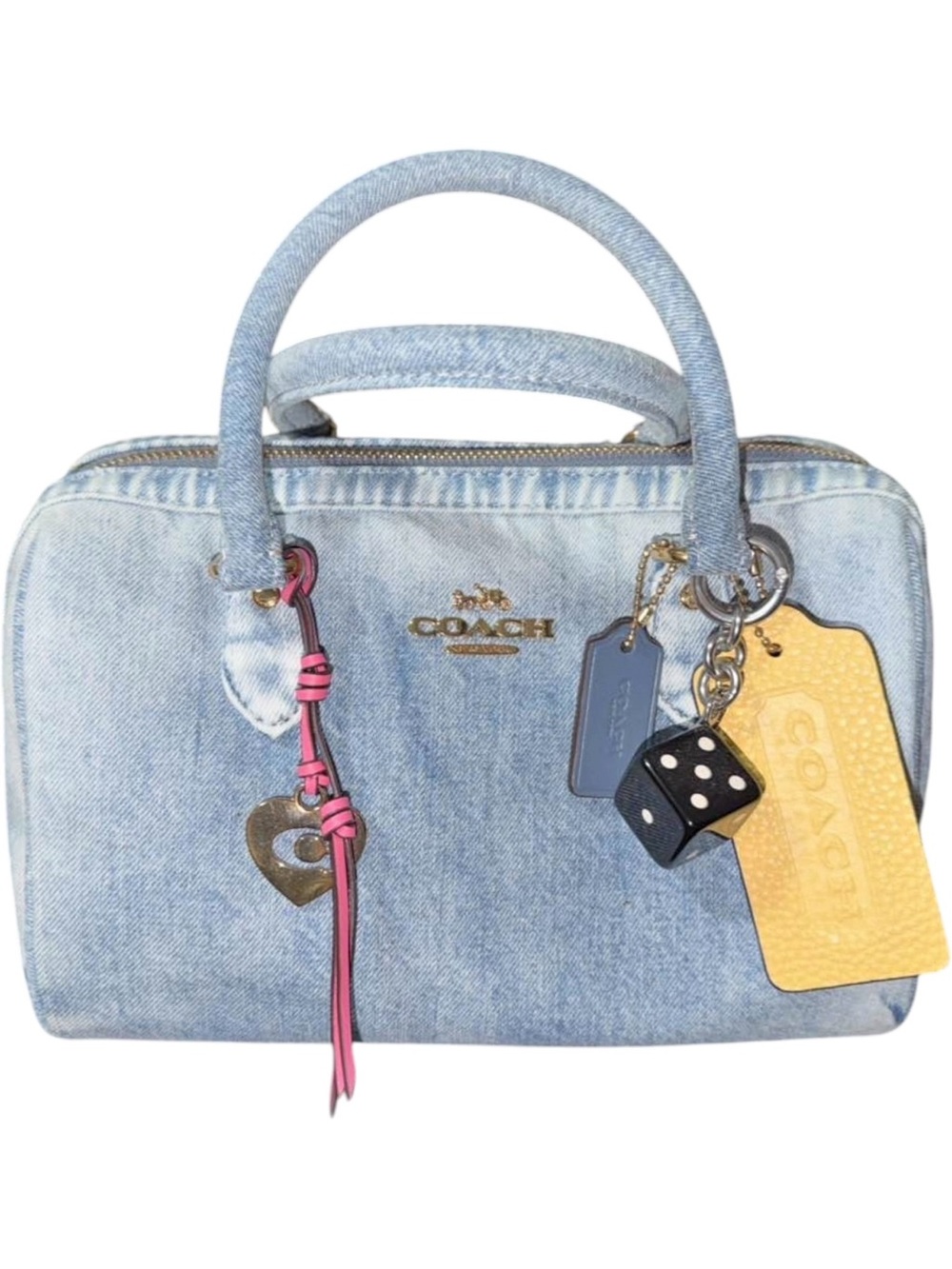 Coach Denim Rowan Satchel Light Wash Denim Blue Crossbody Bag EUC